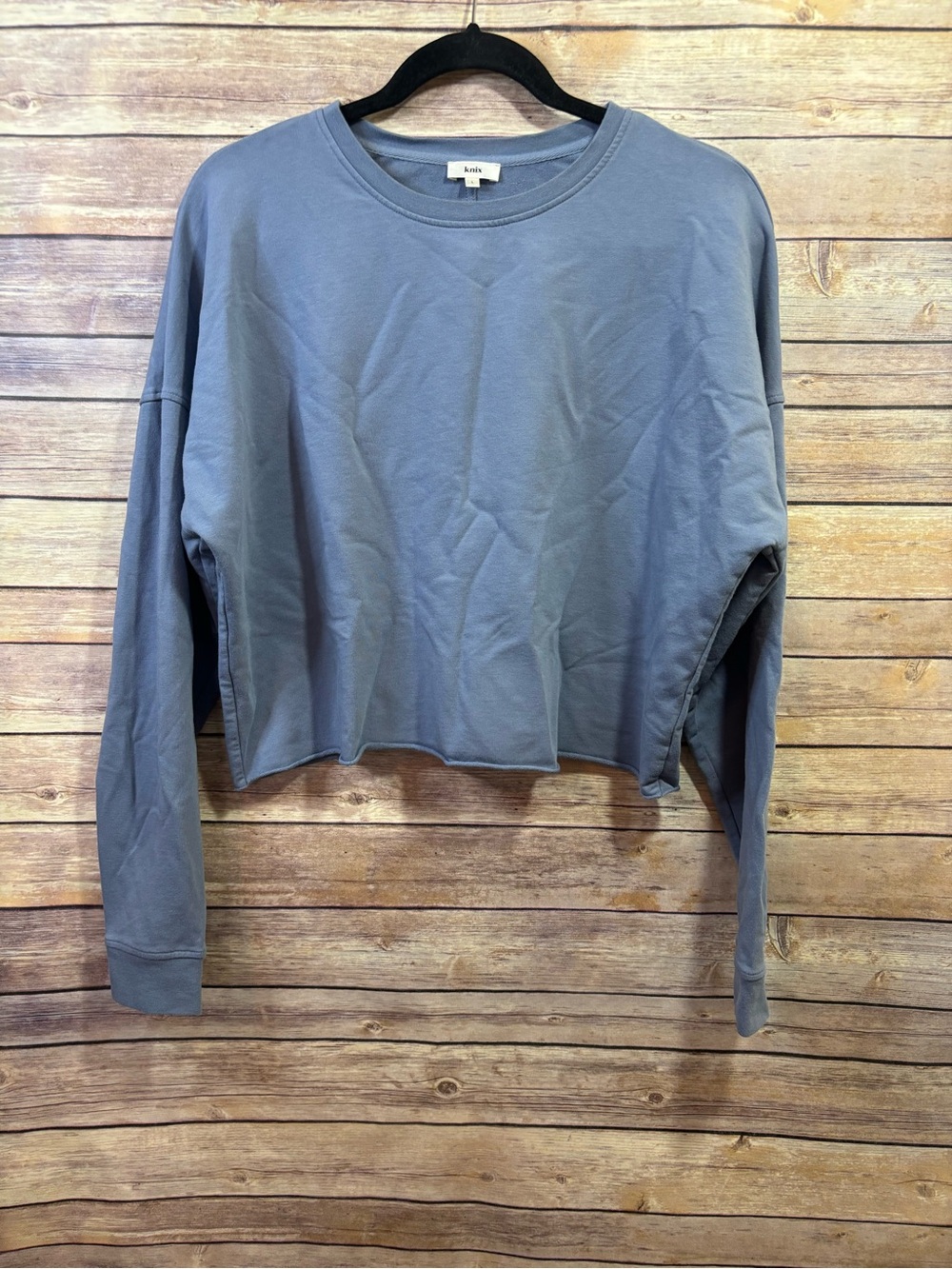 KNIX Good To Go Crew Neck Cropped Sweatshirt Blue Size Large